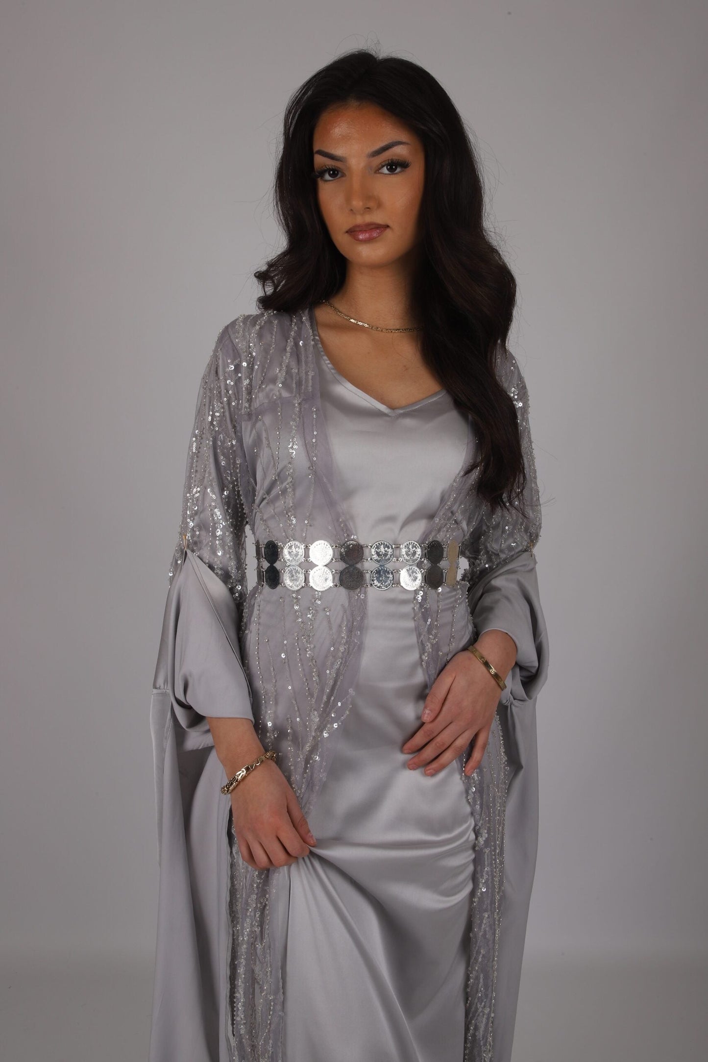 Grey Silver Crystal Kurdish Set