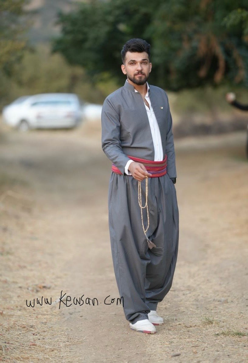 Kurdish Men's Dark Grey Traditional Suit – Premium Tailored Outfit for Weddings, Newroz, and Cultural Events