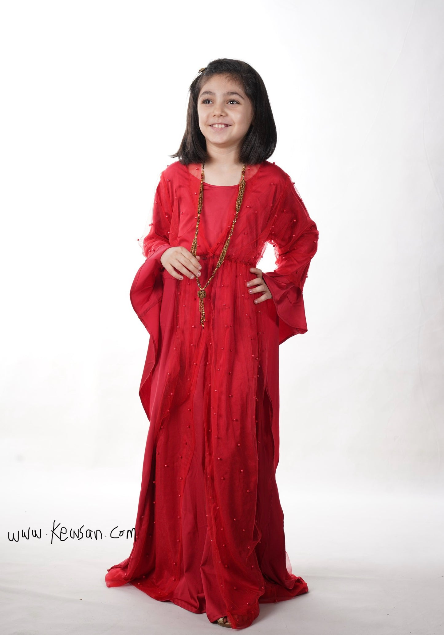 Badini Model – Red Kurdish Dress for Girls (7-12 Years) with Flexible Fit and Elegant Design