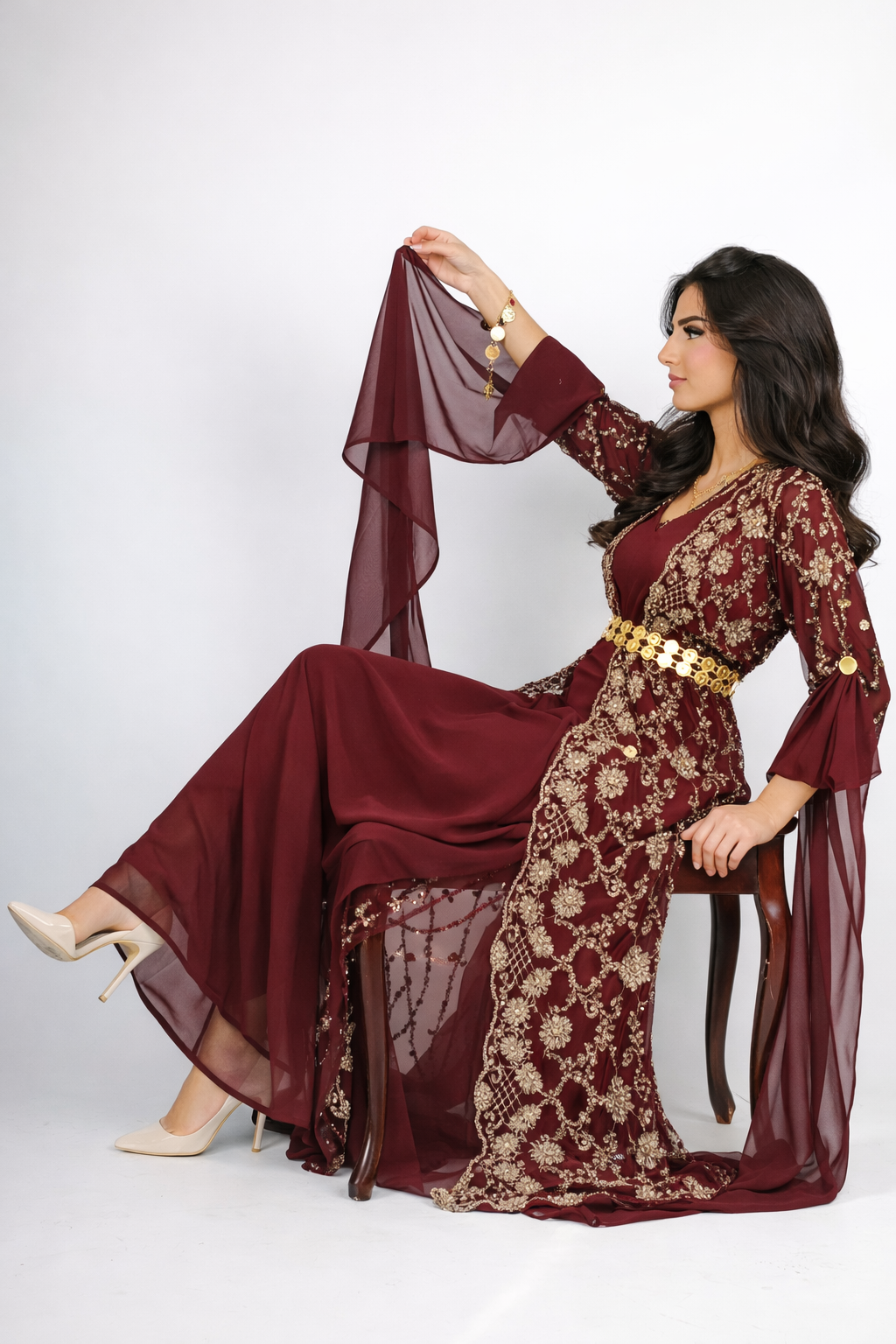 Awaz Dress – Burgundy 3 items