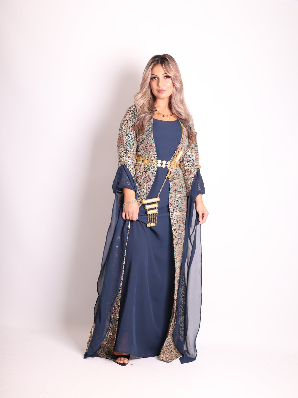 Cudi / Judi Kurdish Dress Navy blue  – Luxury Embroidered 3-Piece Se