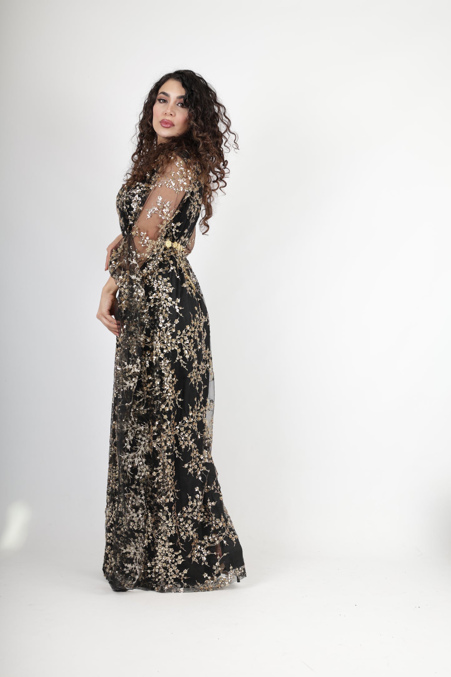 Shkofa Collection – black golden  Sequin Embroidered Kras & Kawa Set