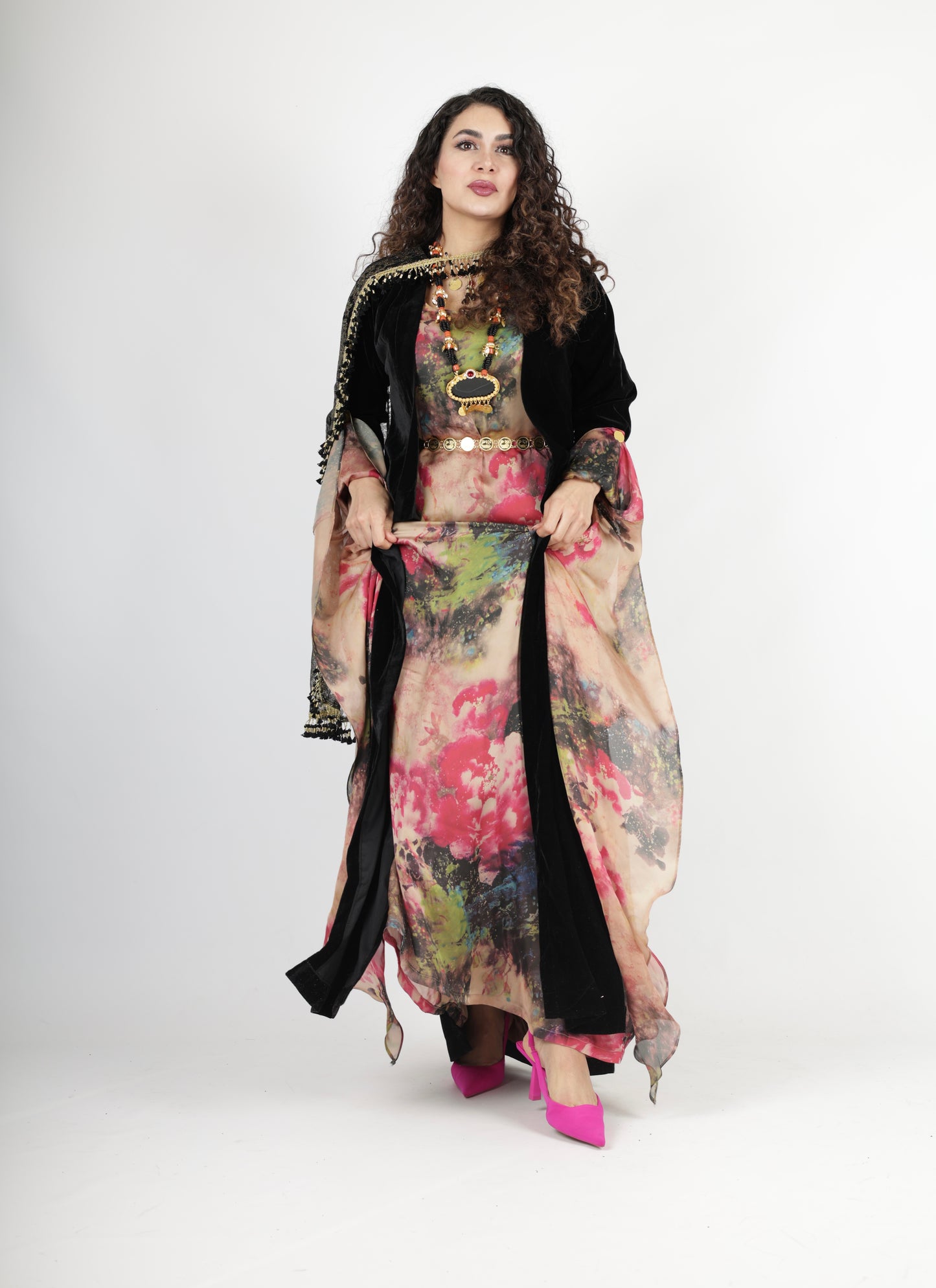 Stran Kurdish Dress complete with long kawa velvet