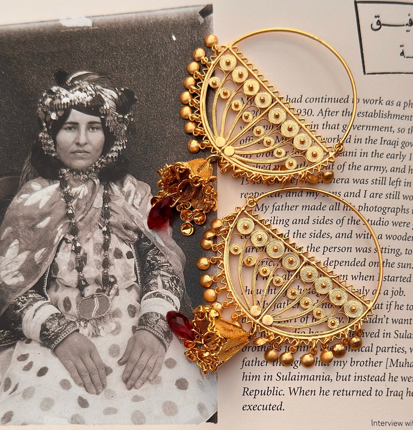 Handmade Gold-Plated Kurdish Earrings – Piale Zengi (پیاڵە زنگی)