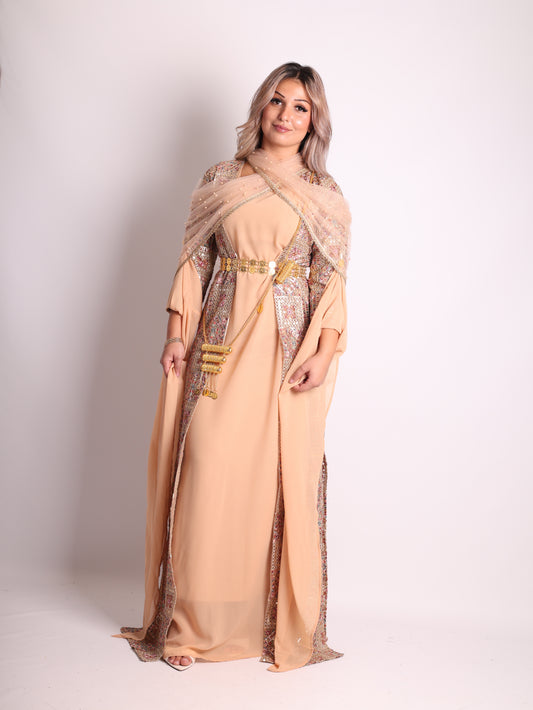 Judi/Cudi Kurdish Dress peach – Luxury Embroidered 4-Piece Se  Including Dasmal Beige peach