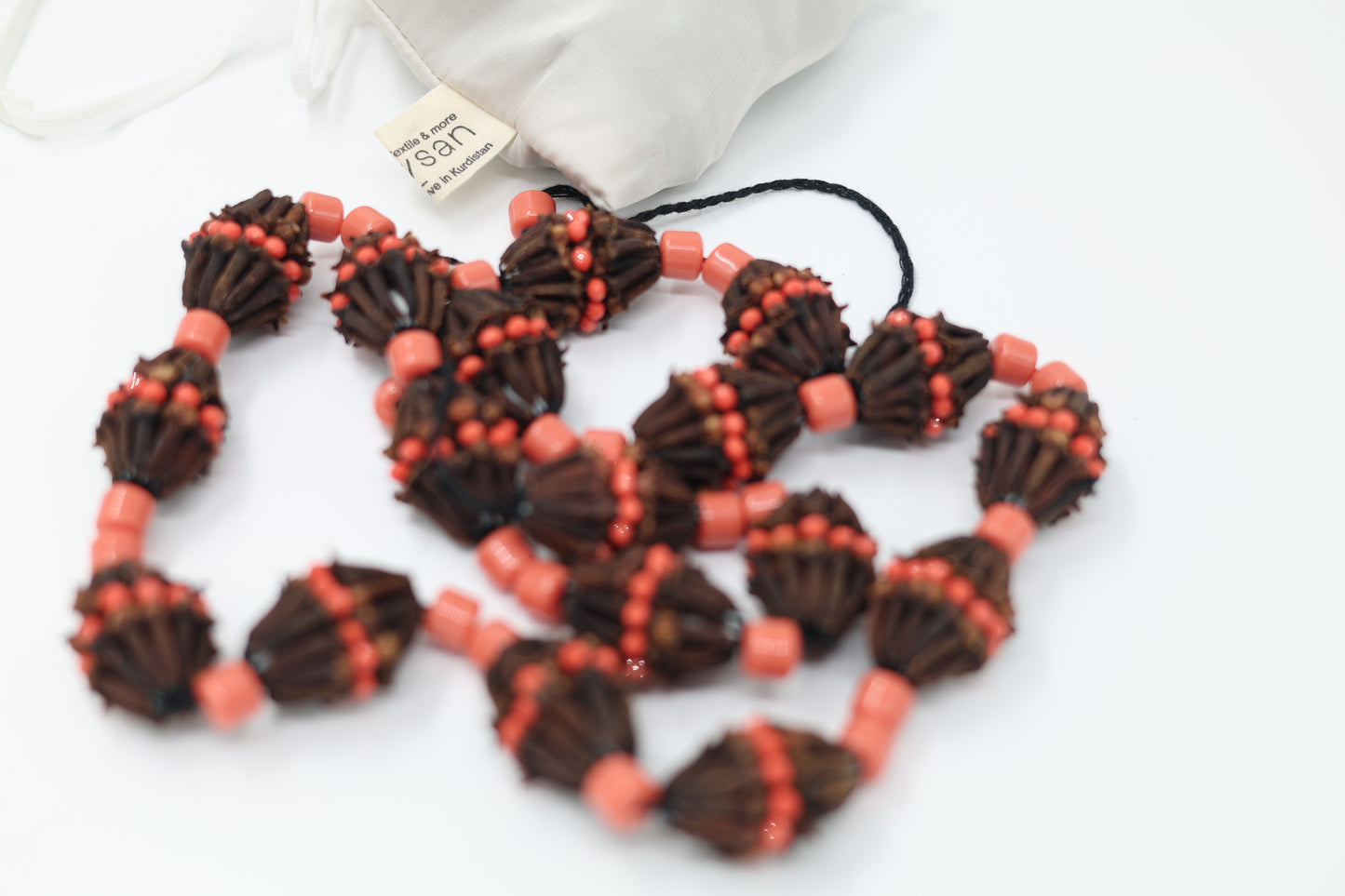 Mêxek – Traditional Kurdish Necklace Orange Shilan Beads & Fragrant Herb