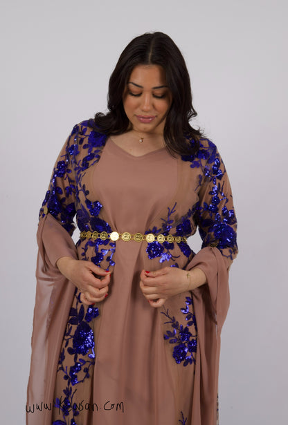 Dildar Kollektion kurdisches Kleid mit Chiffon-Crepe Kiras