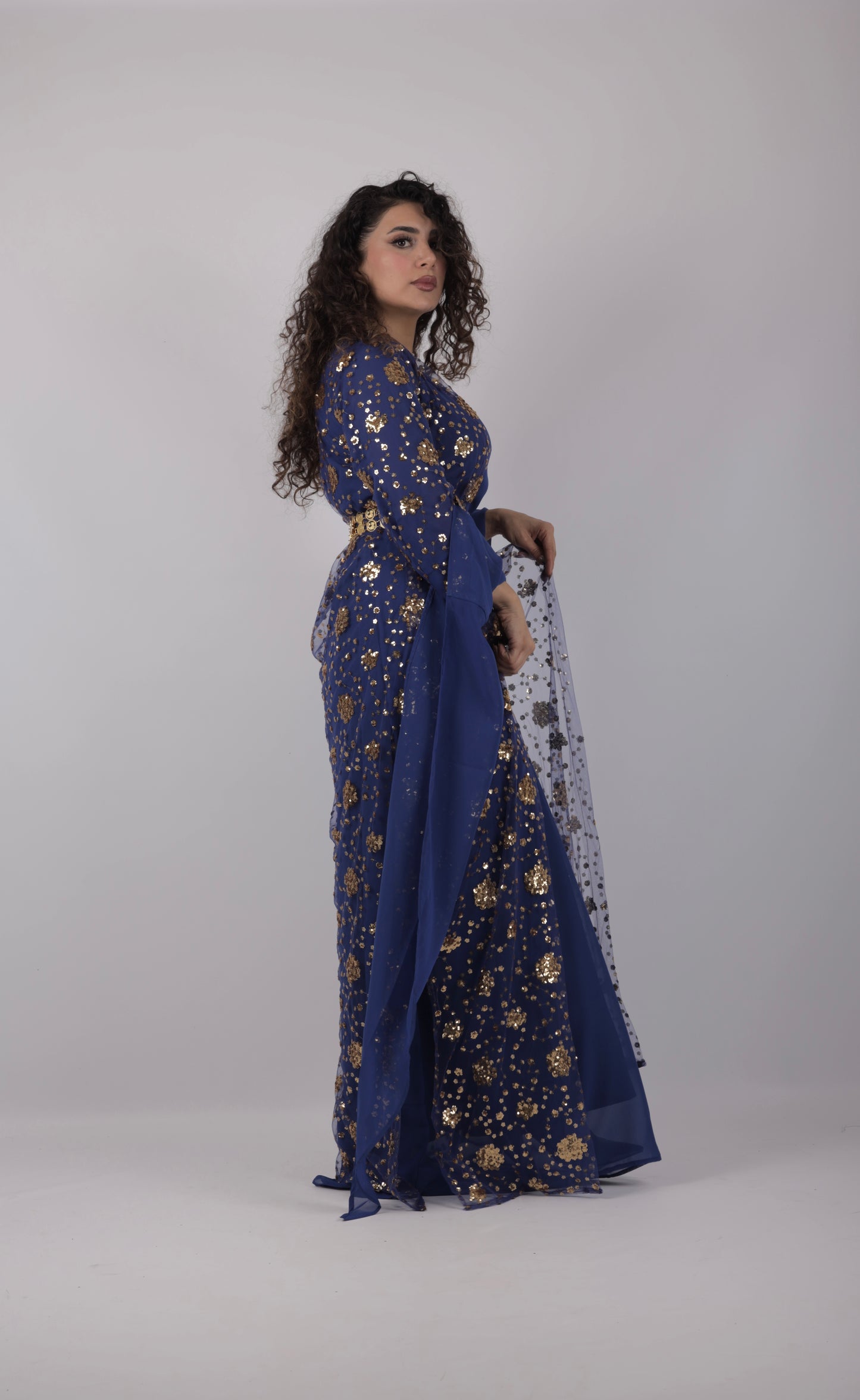Chro Collection – Carbon Blue Exclusive made Kurdish Dress (3-Piece Set)