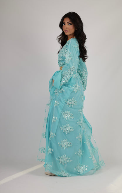 Dilber Kurdish Dress – 3-Piece light Turquoise Kurdish Dress