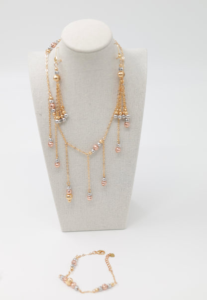 Necklace earrings and bracelet