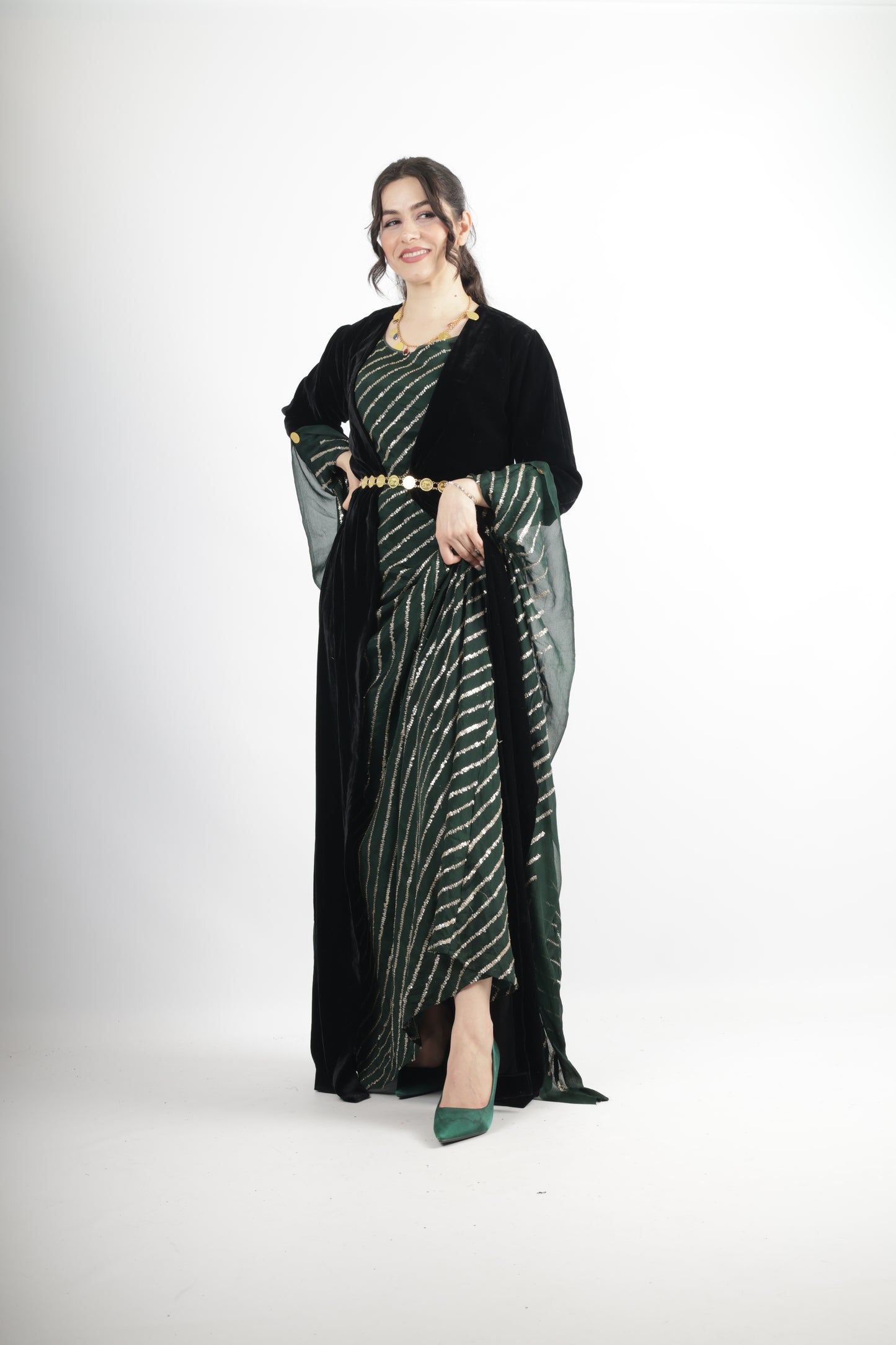 kresha Kurdish Dark Green set with Kawa