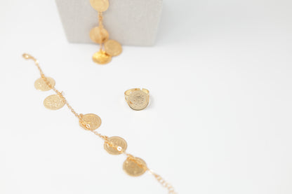 Floral Coin Jewelry Set – Gold Plated