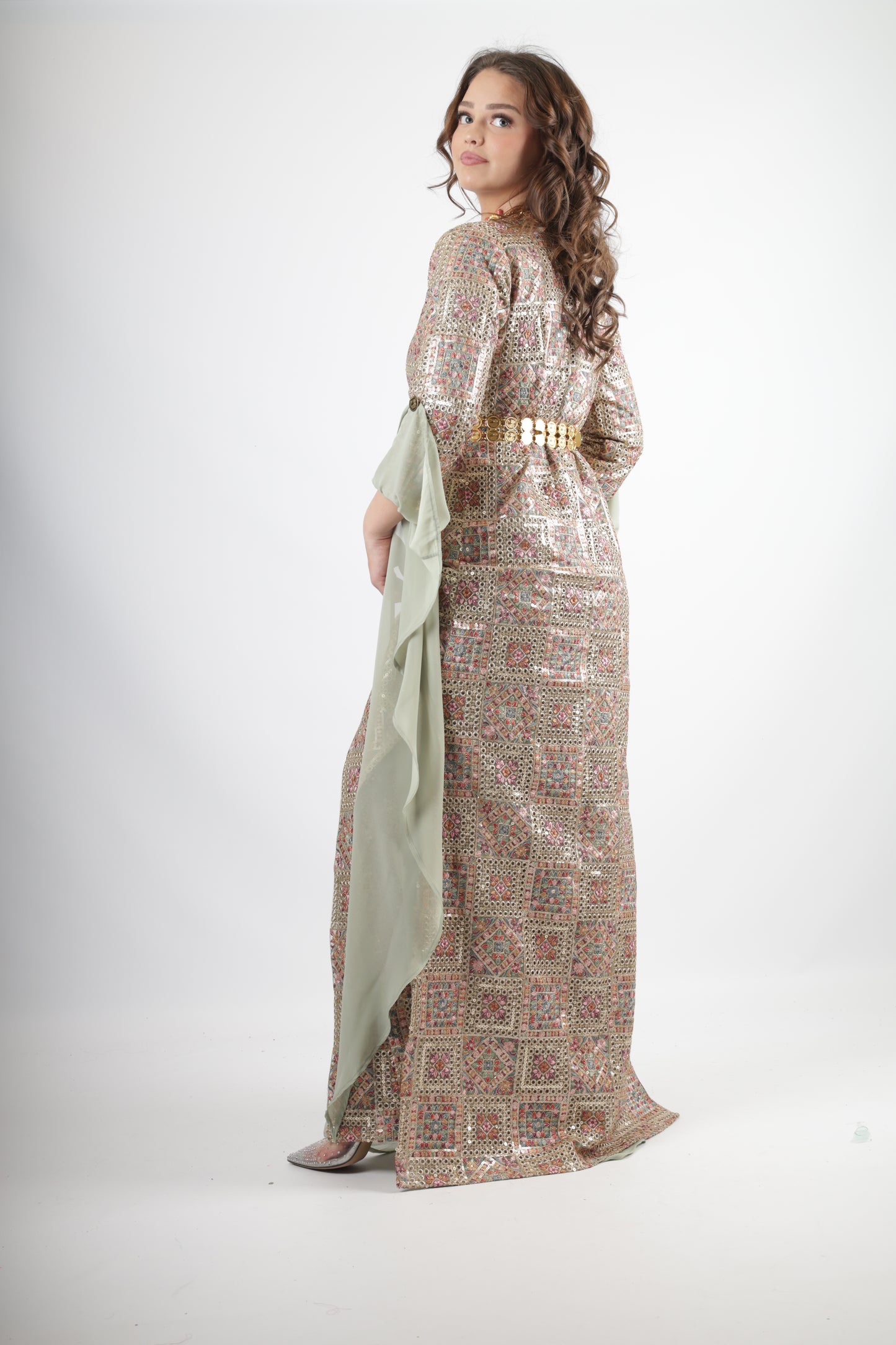 Cudi Kurdish Dress Green – Luxury Embroidered 3-Piece Set Mint green