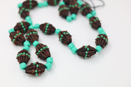 Mêxek – Traditional Kurdish Necklace Green Turquoise Shilan Beads & Fragrant Herb
