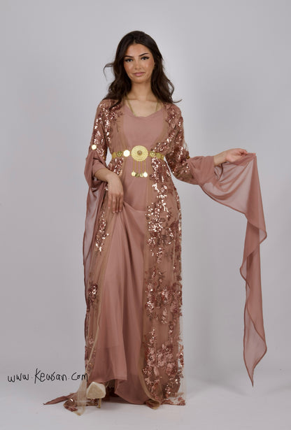 Dildar champagne Kurdish Complete Dress 3 items