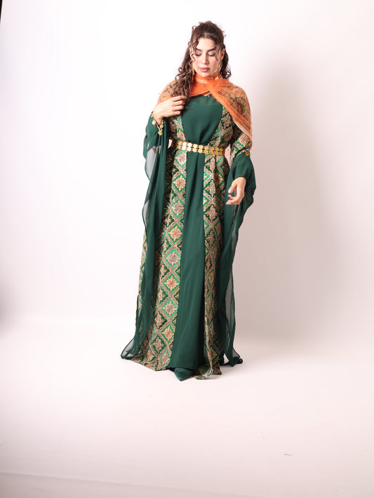 Monire  Dark Green 4  items including Dasmal with  Orange Dasmal with Pearls