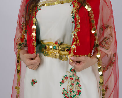 Complimentary 'Sar Parcham' chain and arm pins included with the Baxchai Pasha Ensemble.