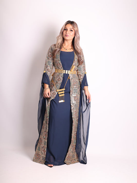 Cudi / Judi Kurdish Dress Navy blue  – Luxury Embroidered 3-Piece Se