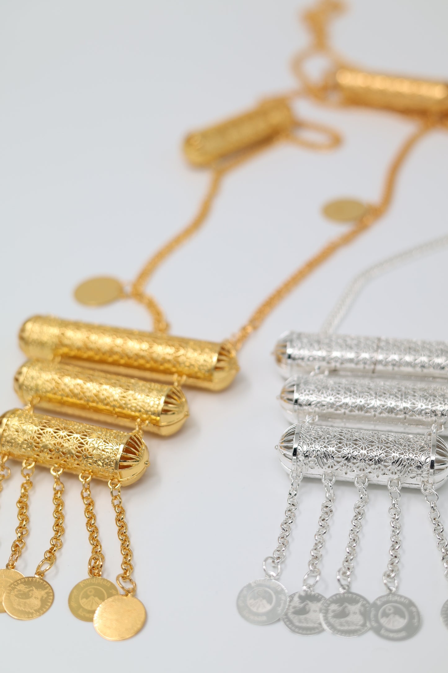 Kurdish Coin Silver -Plated Shawl Chain – “Lola Zanjir” Bridal Necklace