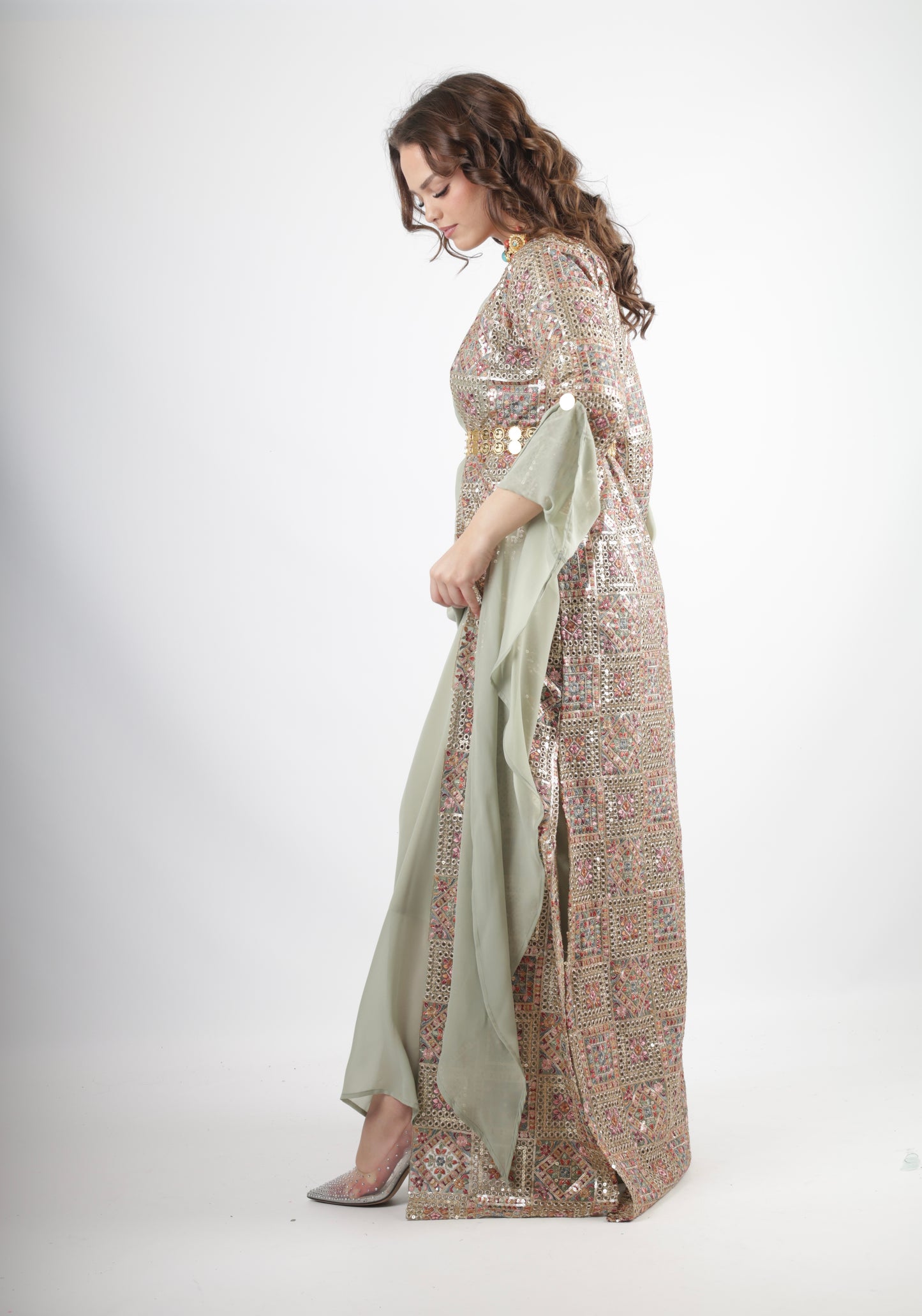 Cudi Kurdish Dress Green – Luxury Embroidered 3-Piece Set Mint green