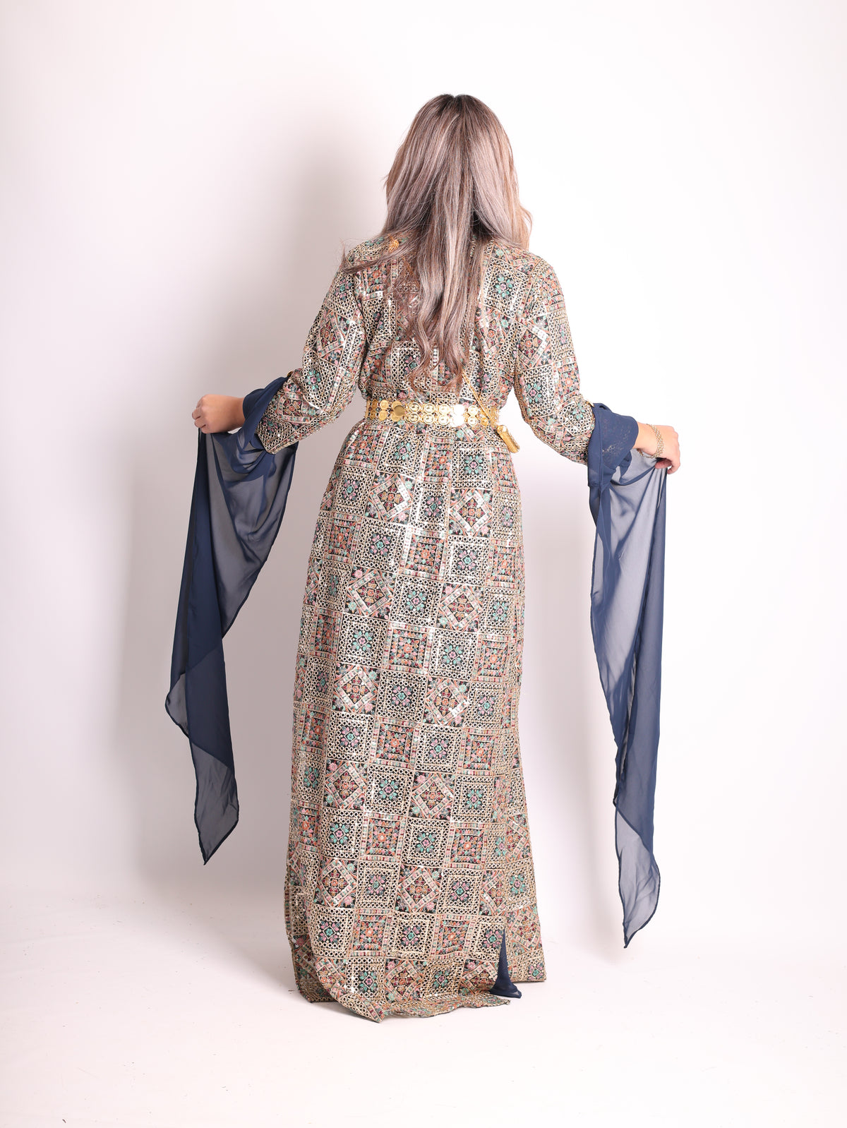 Cudi / Judi Kurdish Dress Navy blue  – Luxury Embroidered 3-Piece Se
