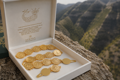 Belt Welded Lahim Gold plated Shamaran and Kurdistan symbols in Luxury Box 110 Cm (kopia)