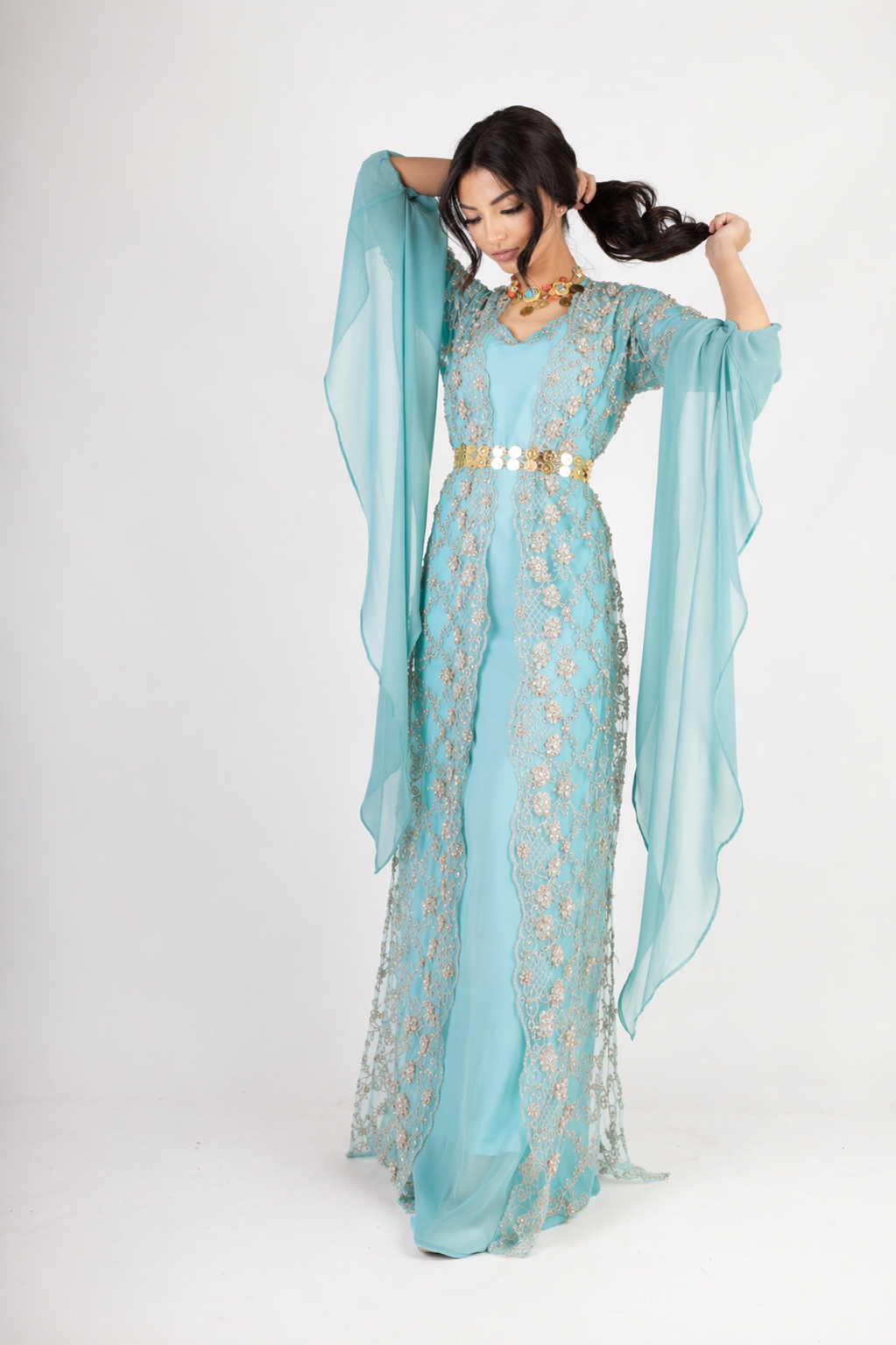 Awaz Kurdish Dress light turquoise 3 items