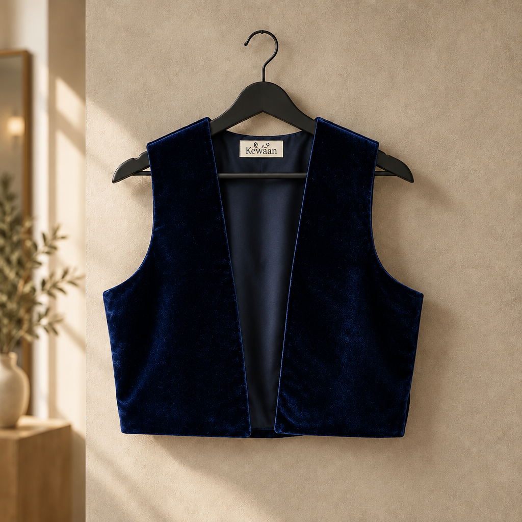 Navy Blue velvet Kurdish vest