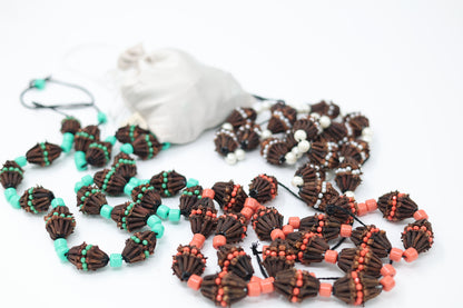 Mêxek – Traditional Kurdish Necklace Green Turquoise Shilan Beads & Fragrant Herb