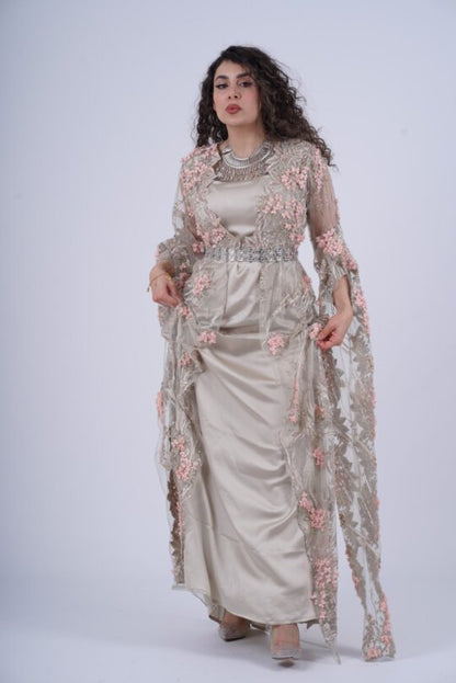 Handmade Badini-Style Kurdish Dress with Crystal Beads including belt