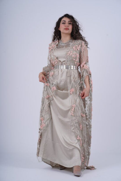 Handmade Badini-Style Kurdish Dress with Crystal Beads including belt