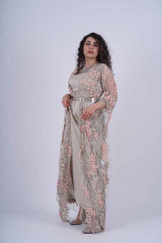 Handmade Badini-Style Kurdish Dress with Crystal Beads including belt