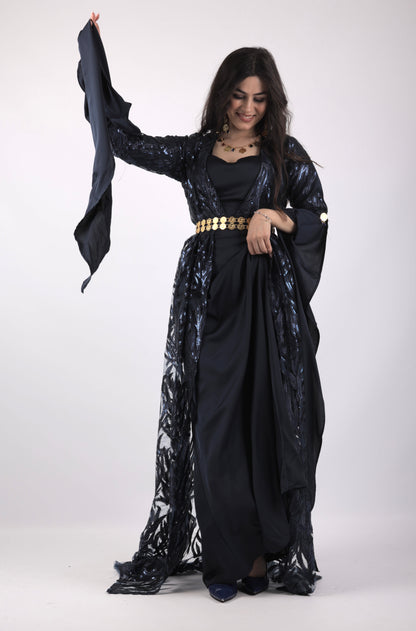 Sozdar Kurdish Dress Navy Blue Badini