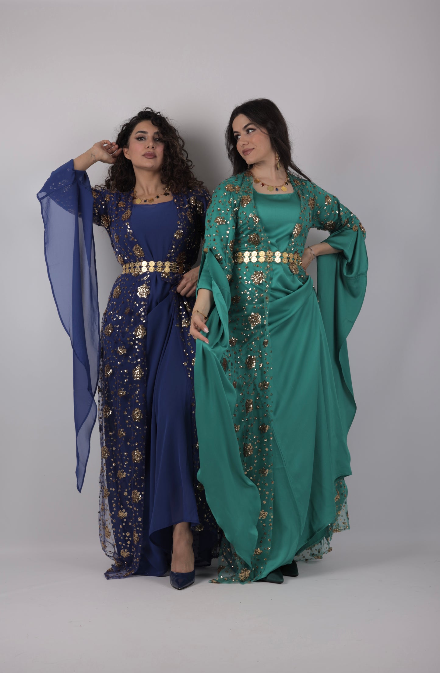Chro Collection – Carbon Blue Exclusive made Kurdish Dress (3-Piece Set)