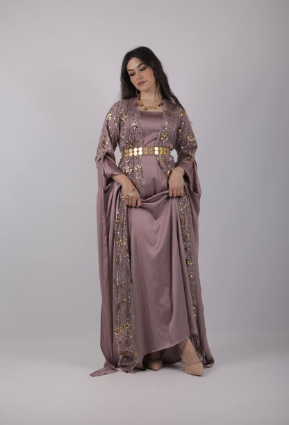 Chro Collection – Lavender Satin Silk Kurdish Dress (2-Piece Set)