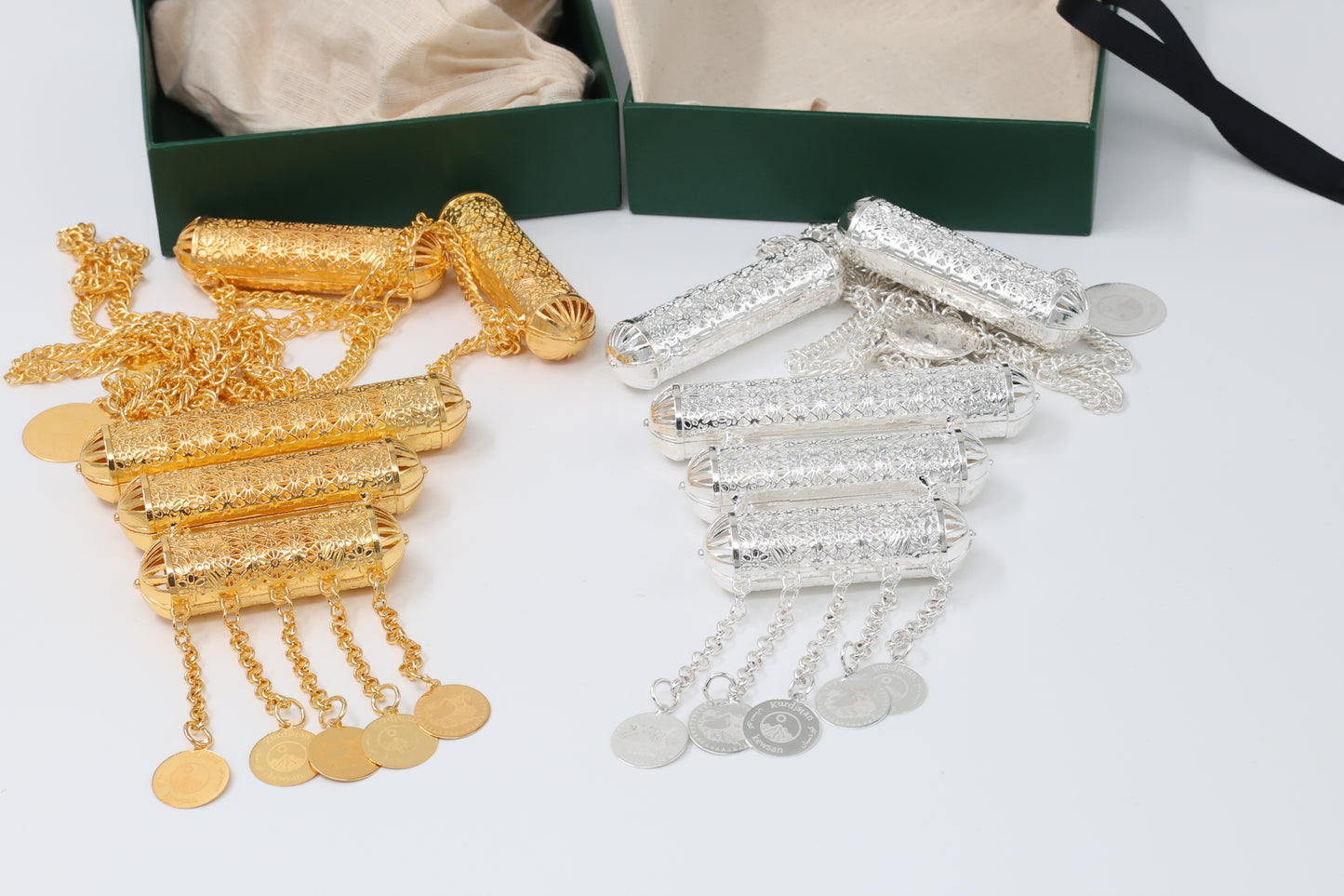 Kurdish Coin Shawl Chain – “Lola Zanjir” Silver and Golden