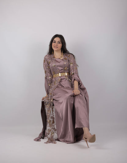 Chro Collection – Lavender Satin Silk Kurdish Dress (2-Piece Set)