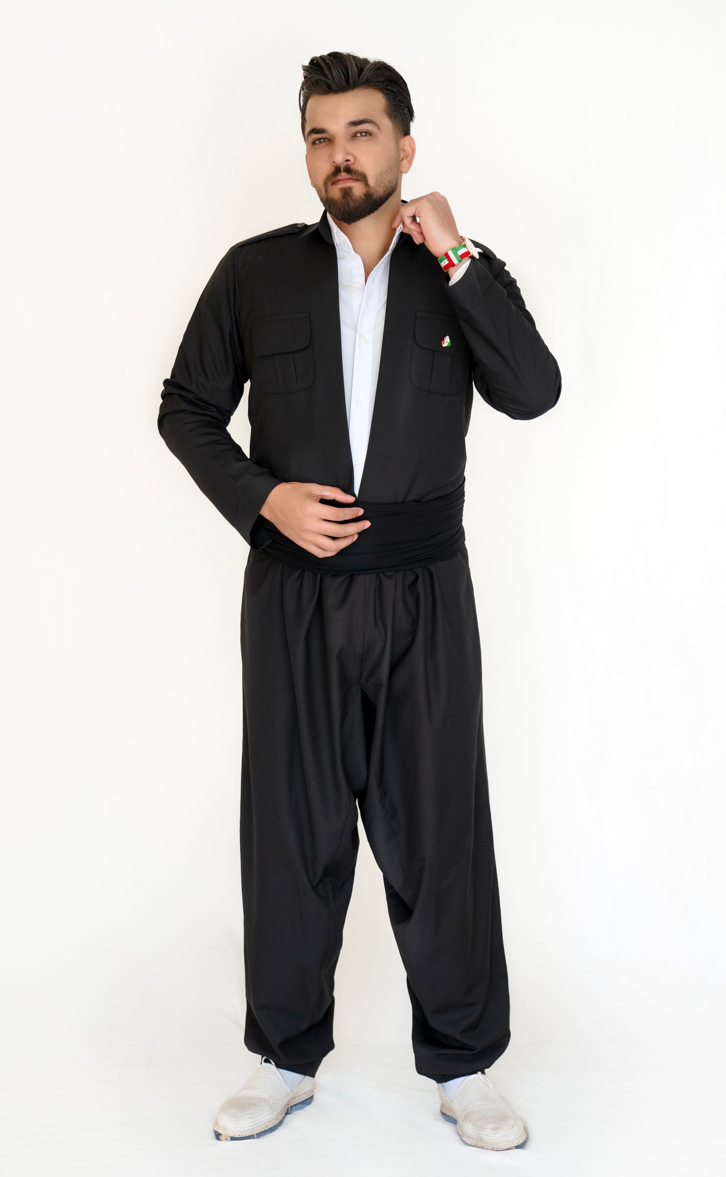 Kurdish Men’s Outfit – Shal u Shapik | Jli Kurdi Kawa, Pantol & Peshtwen Black Rash