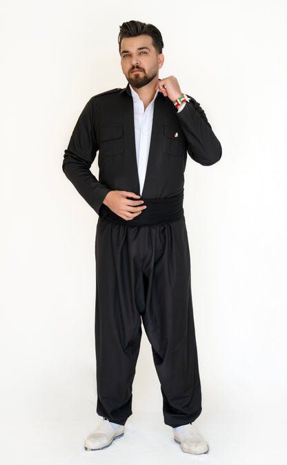 Kurdish Men’s Outfit – Shal u Shapik | Jli Kurdi Kawa, Pantol & Peshtwen Black Rash