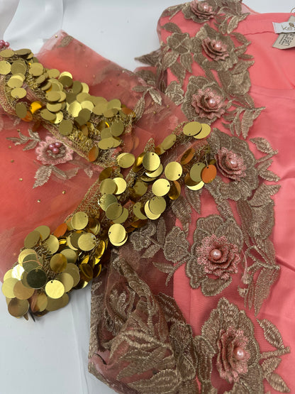 Dark Apricots 3 Pcs Kurdish Dress