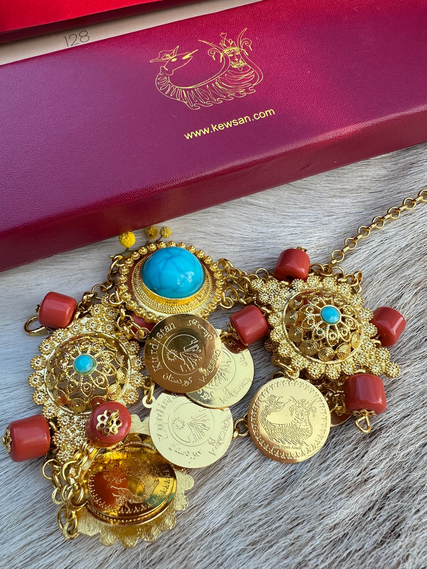 Kurdish Classic Necklace with Shamaran and Kurdistan Logo