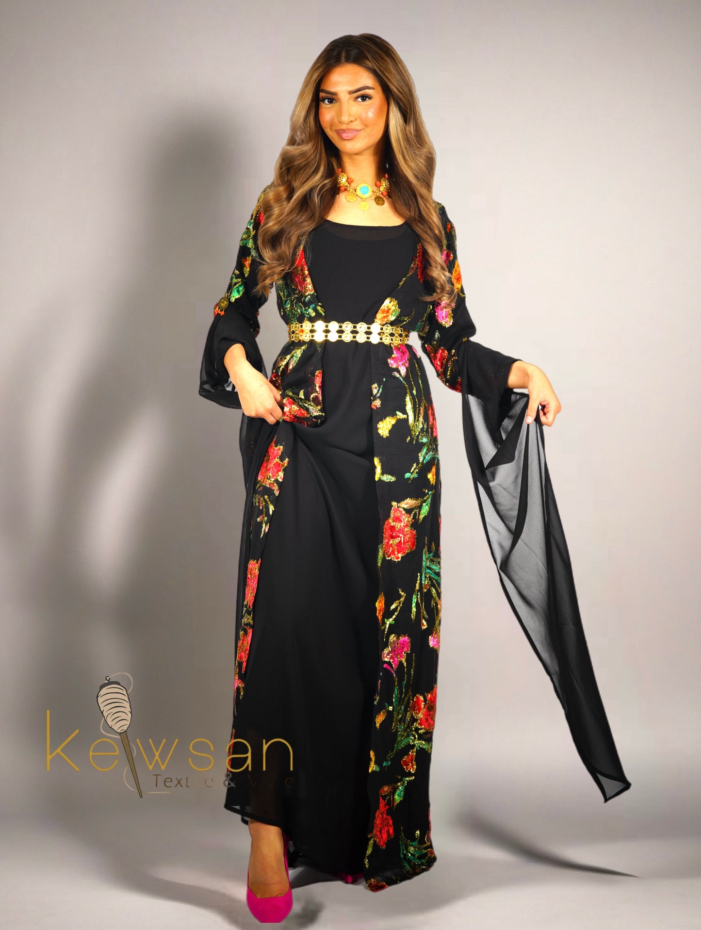 Delnia Kurdish Dress Hand Printed 3 items