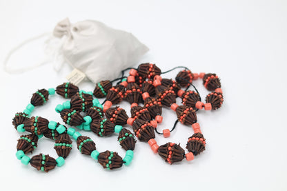 Mêxek – Traditional Kurdish Necklace Green Turquoise Shilan Beads & Fragrant Herb