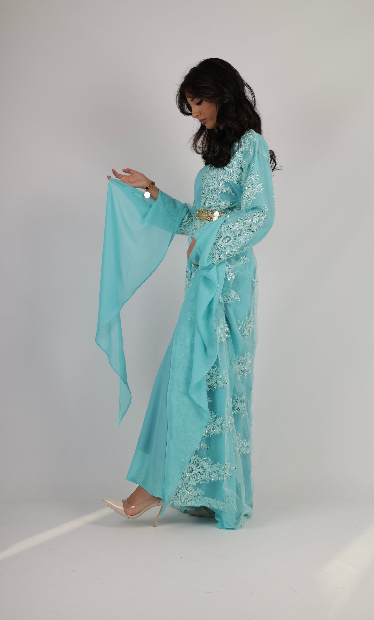Dilber Kurdish Dress – 3-Piece light Turquoise Kurdish Dress