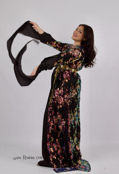 Back view of Kurdish Dress Dildar with silk satin Kiras 