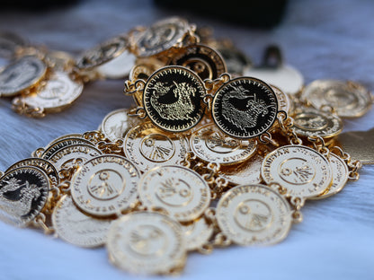 Belt Welded Lahim Gold plated Shamaran and Kurdistan symbols in Luxury Box 90 Cm