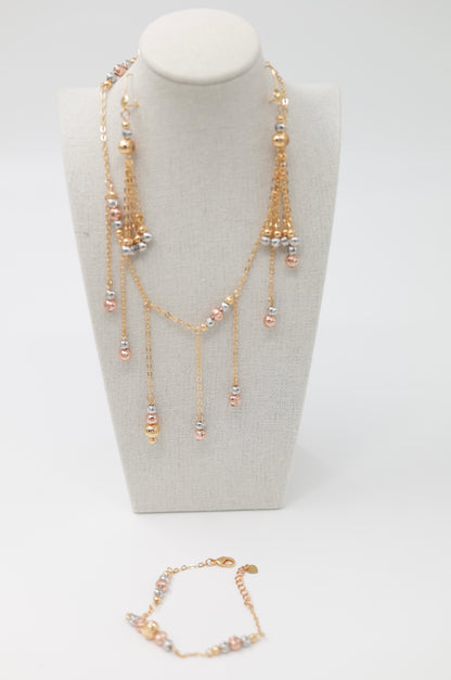 Necklace earrings and bracelet