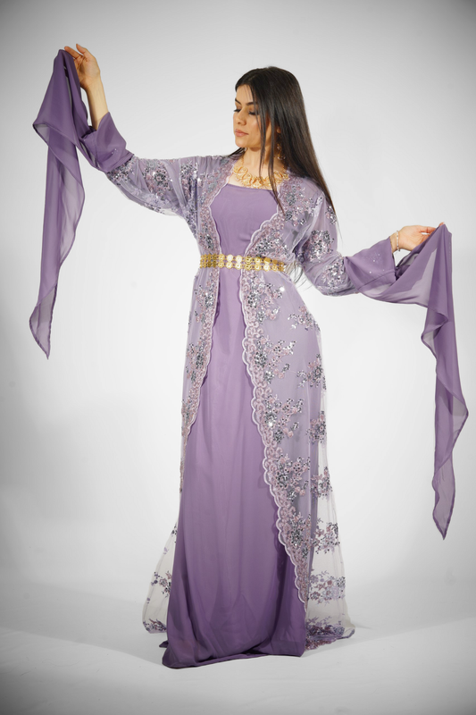 Dilber Collection – 3-Piece Lavender Kurdish Dress