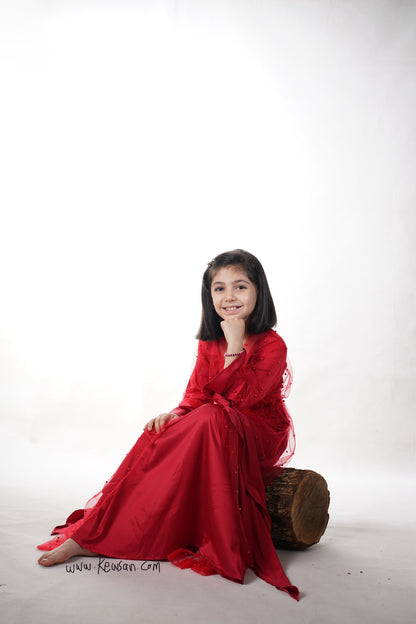 Badini Model – Red Kurdish Dress for Girls (7-12 Years) with Flexible Fit and Elegant Design