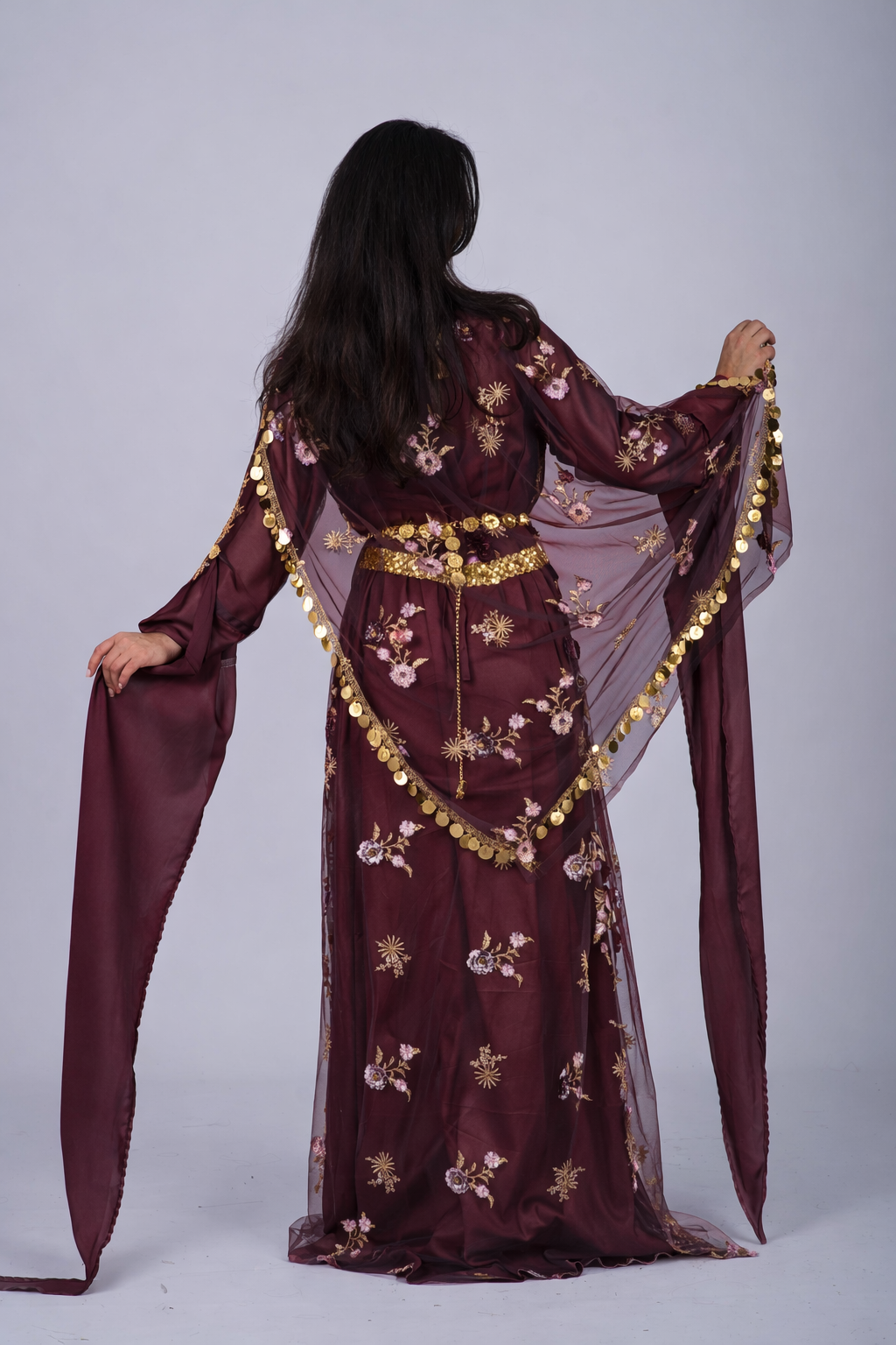 Xezal Collection – 4-Piece Kurdish Dress Set in aubergine
